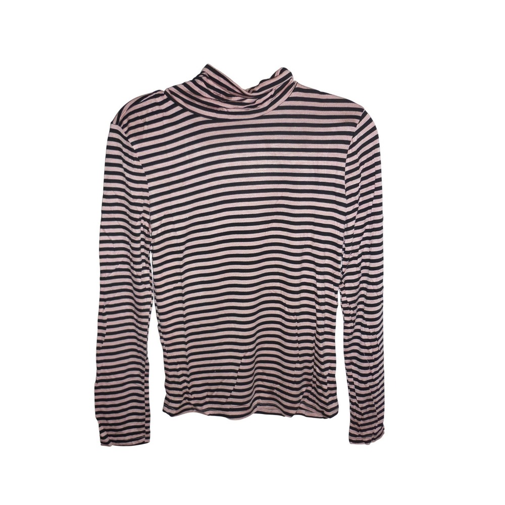 Haute Mondi Pink Black Stripe Turtleneck Long Sleeve Top Women's Size S
